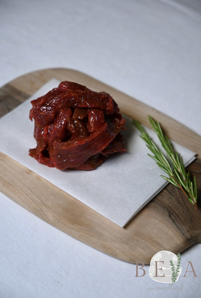 Effiloché de boeuf mariné